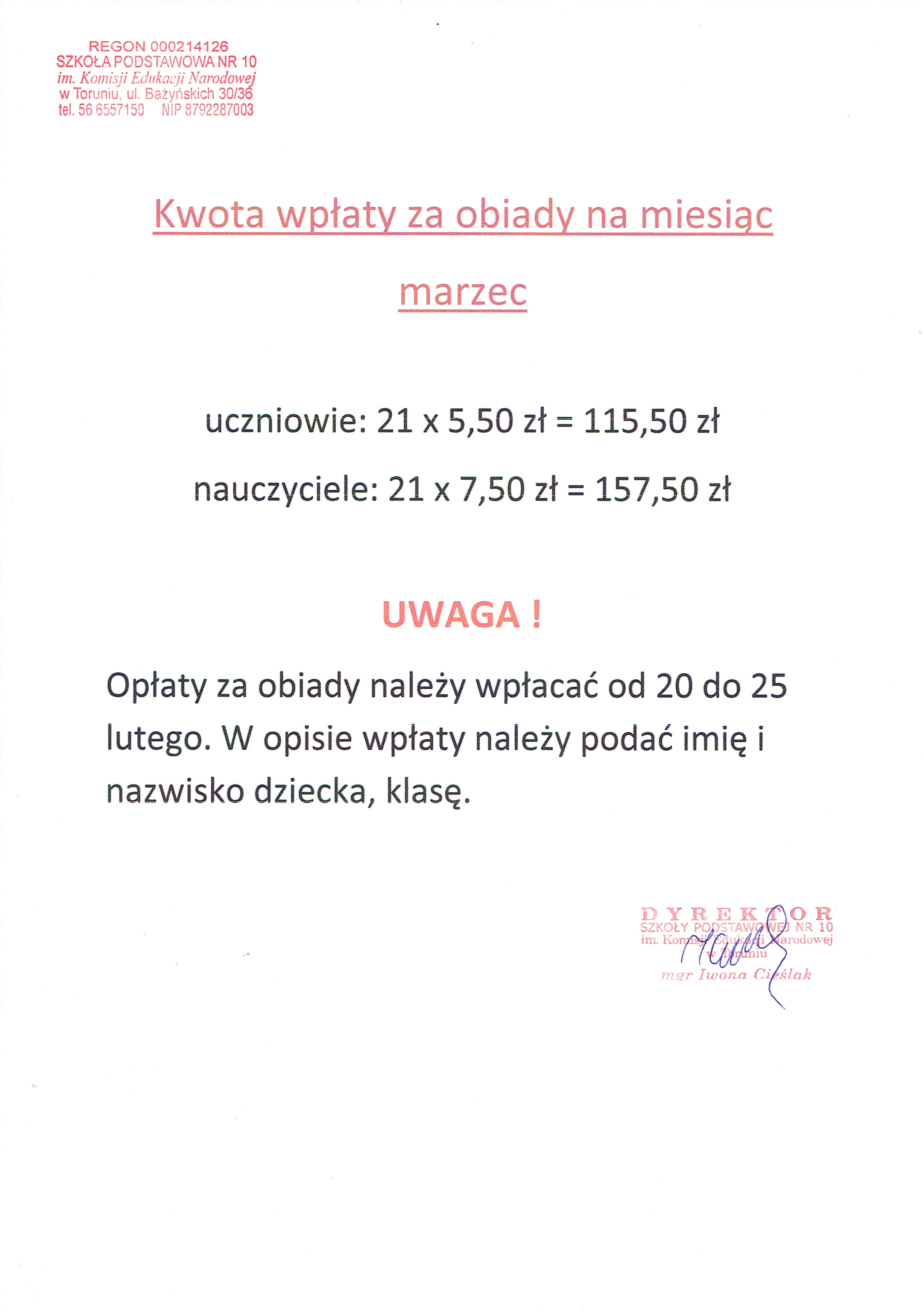 Kwota wpłaty na 03