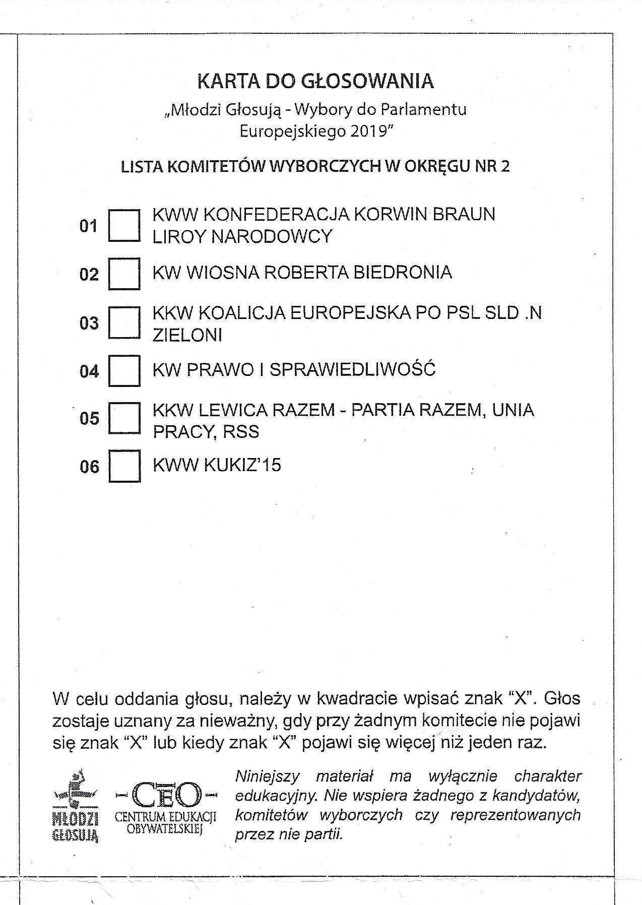karta do glosowania